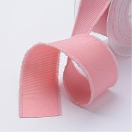 Polyester Frayed Grosgrain Ribbons, Printed, with Fringe Tassel, Misty Rose, 5/8 inch(16mm), about 50yards/roll(45.72m/roll)(ORIB-N0002-16mm-06)
