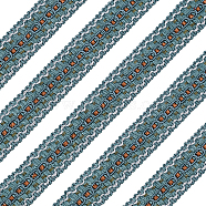 Polyester Ribbons, Jacquard Ribbon, Tyrolean Ribbon, Curtain, Garment Accessories, Cadet Blue, 1 inch(24.5mm), about 13.12 Yards(12m)/Card(OCOR-WH0066-16A)