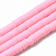 Handmade Polymer Clay Beads Strands, for DIY Jewelry Crafts Supplies, Heishi Beads, Disc/Flat Round, Hot Pink, 8x0.5~1mm, Hole: 2mm, about 350~387pcs/strand, 15.75 inch~16.14 inch(40~41cm)(CLAY-R089-8mm-118)