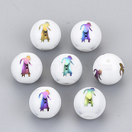 Electroplate Glass Beads, Round with Constellations Pattern, Multi-color Plated, Virgo, 10mm, Hole: 1.2mm(EGLA-S178-11K-08)