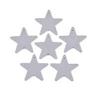 Eco-Friendly Cowhide Pendants, Star, Light Grey, 42x42.5x1.5mm, Hole: 1.5mm(X-FIND-T045-29B)