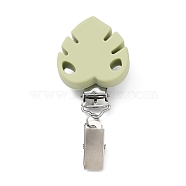 Resin Badge Holder Clips, Iron ID Card Clips, Leaf, 88mm(JEWB-BR00142-02)