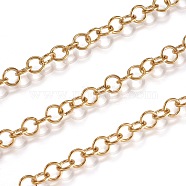 Ion Plating(IP) 304 Stainless Steel Rolo Chains, Unwelded, with Spool, Oval, Golden, 5x0.8mm, about 65.61 Feet(20m)/roll(CHS-L014-06G)
