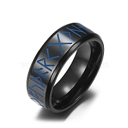 Luminous Titanium Steel Rings for Men, Viking Words Totem, Black, 8mm, US Size 10 1/4(19.9mm)(PW-WG21092-06)