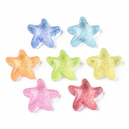 Translucent Acrylic Cabochons, with Glitter Powder, Starfish, Mixed Color, 20.5x21x7.5mm(TACR-N006-06)