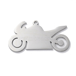 Anti-Tarnish 304 Stainless Steel Pendants, Laser Cut, Motorcycle Charm, Stainless Steel Color, 21.5x39.5x1.5mm, Hole: 1.8mm(STAS-S149-03P)