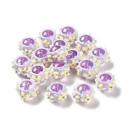 Opaque Acrylic Beads, Hand Drawn Beads, with Enamel, Medium Purple, 14~15x18~20x18~20mm, Hole: 2~3mm(ACRC-H001-01I)