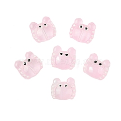 Transparent Glass Beads, Hand Painted Beads, Crab, Pearl Pink, 12.5x14x7mm, Hole: 1mm(GLAA-B024-01B)