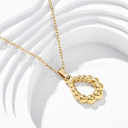 Teardrop 304 Stainless Steel Pendant Necklaces, Ion Plating(IP), Real 18K Gold Plated, 17.99 inch(45.7cm)(NJEW-H059-28G)