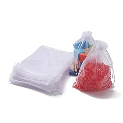 Organza Gift Bags with Drawstring, Wedding Party Christmas Favor Gift Bags, Organza Pouches for Potpourri, White, 23x17cm(OP-R016-17x23cm-04)