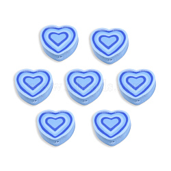 Handmade Polymer Clay Beads, Heart, Light Sky Blue, 8~10x9~10.5x4~5mm, Hole: 1.2mm(CLAY-ZX006-13H)