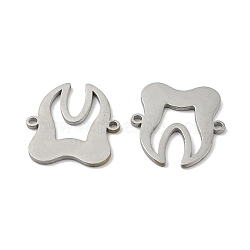 304 Stainless Steel Connector Charms, Tooth Links, Stainless Steel Color, 19x17.5x1mm, Hole: 1.5mm(STAS-P344-14P)