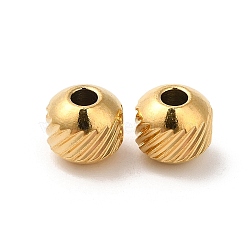 201 Stainless Steel Bead, Round, Real 18K Gold Plated, 6mm, Hole: 2mm(STAS-H214-29C-G-1)