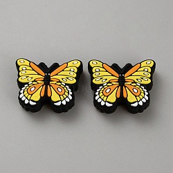 Butterfly Silicone Beads, Gold, 20.5x25x8mm, Hole: 2.8mm(SIL-CJC0012-02)