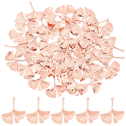 Brass Pendant, Ginkgo Leaf, Rose Gold, 29x26x1.5mm, Hole: 1mm, 50pcs/box(FIND-DC0002-23)