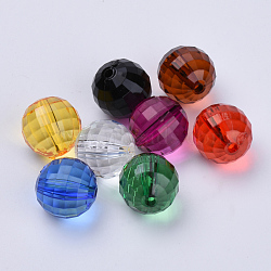 Transparent Acrylic Beads, Faceted, Round, Mixed Color, 12x12mm, Hole: 1.9mm, about 496pcs/500g(TACR-Q254-12mm-V)