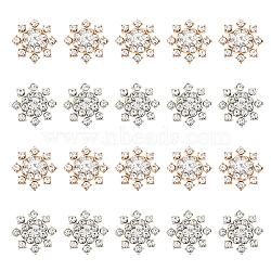 20Pcs 2 Colors Alloy Cabochons, with Rhinestone, Snowflake, Mixed Color, 23.5~24x6mm, 10pcs/color(FIND-FH0007-89)