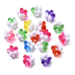 Opaque & Transparent Two Tone Acrylic European Beads, Large Hole Beads, Flower, Mixed Color, 16x17x11mm, Hole: 6mm, about 390pcs/set(AC-CBA9284-01)