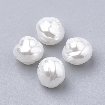 Eco-Friendly Plastic Imitation Pearl Beads, High Luster, Grade A, White, 9x10mm, Hole: 1.2mm