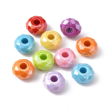 Opaque Acrylic European Beads, Large Hole Beads, Rondelle, Mixed Color, 14.5x8mm, Hole: 4.5mm