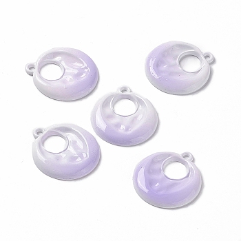 Gradient Spray Painted Alloy Pendants, Flat Round, Lilac, 23.5x21.5x3mm, Hole: 1.8mm