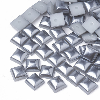 ABS Plastic Imitation Pearl Cabochons, Square, Gray, 6x6x3.5mm, about 5000pcs/bag