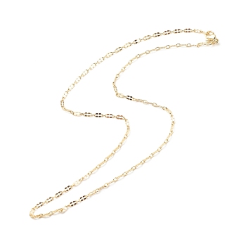 Brass Oval Link Chains Necklace for Women, Cadmium Free & Lead Free, Real 18K Gold Plated, 17.52 inch(44.5cm)