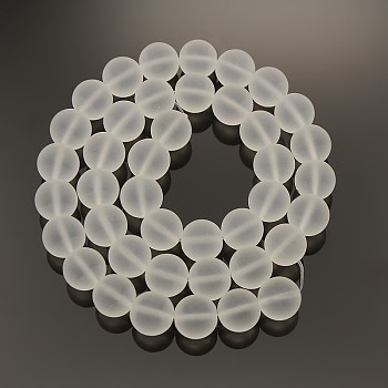 Frosted Transparent Round Glass Beads Strands, Clear, 10mm, Hole: 1mm, about 41pcs/strand, 15.7 inch