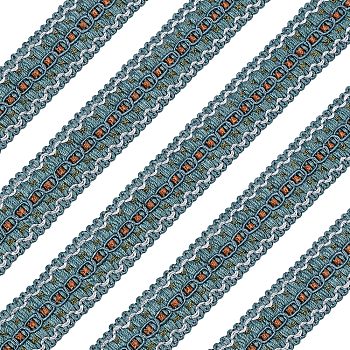 Polyester Ribbons, Jacquard Ribbon, Tyrolean Ribbon, Curtain, Garment Accessories, Cadet Blue, 1 inch(24.5mm), about 13.12 Yards(12m)/Card