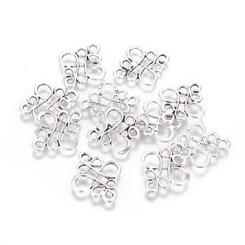 Tibetan Style Links connectors, Lead Free, Chinese knot, Antique Silver, Antique Silver,22x18.5x1mm, Hole: 2.5mm
