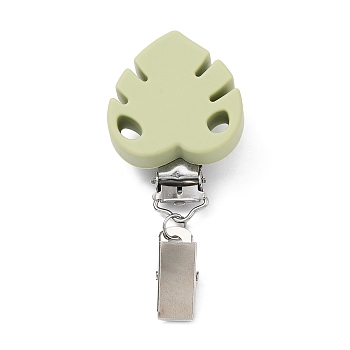 Resin Badge Holder Clips, Iron ID Card Clips, Leaf, 88mm