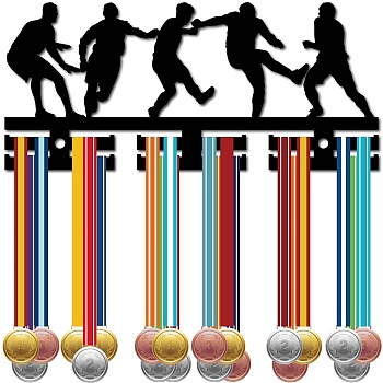 Acrylic Medal Holder, Medal Display Hanger Rack, Medal Holder Frame, with Standoff Pins, Football, 130x290x10mm, Hole: 8mm