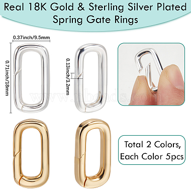 10Pcs 2 Colors Brass Spring Gate Rings(KK-BBC0018-26B)-2
