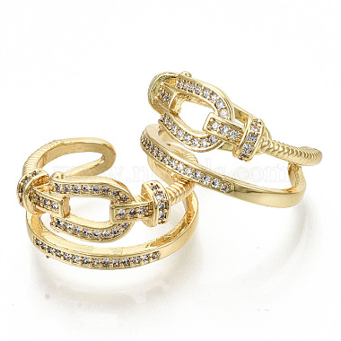 Brass Micro Pave Clear Cubic Zirconia Cuff Rings(RJEW-S045-013G-NR)-2