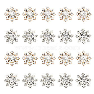 Mixed Color Snowflake Alloy+Rhinestone Cabochons