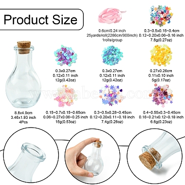 Star Heart PVC Plastic Paillette/Sequins Beads Wish Bottle DIY Making Kits(DIY-FS0007-59)-4