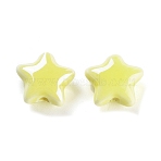 Glazed Porcelain Beads, Glossy Ceramic Beads, Star, Champagne Yellow, 12x14x7.5mm, Hole: 2.5mm, 2PCs/ set(PORC-O005-02)