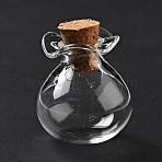 Lucky Bag Shape Glass Cork Bottles Ornament, Glass Empty Wishing Bottles, DIY Vials for Pendant Decorations, Clear, 2.5cm(X1-AJEW-A039-02B)