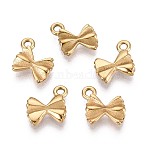 304 Stainless Steel Charms, Bowknot, Golden, 9.5x9x2mm, Hole: 1.4mm(STAS-T072-131G)