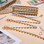 Polyester Wavy Lace Trim, Gold Color Flower Trimming, with Cardboard Display Card, White, 3/4 inch(20mm)(OCOR-LP0002-11)
