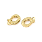 Oval Brass Micro Pave Clear Cubic Zirconia Fold Over Clasps, Lead Free, Long-Lasting Plated, Rack Plating, Golden, 12.5x8x2mm, Hole: 1.2mm(KK-H202-12G)