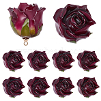 10Pcs Plastic Pendants, Rose Flower Charm, Dark Red, 25~28x22~25x20~23mm, Hole: 1.5mm(KY-SC0002-62)