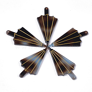 Cellulose Acetate(Resin) Pendants, Umbrella, Coconut Brown, 39.5x19~19.5x2.5mm, Hole: 1.2mm(KY-S158-27A)