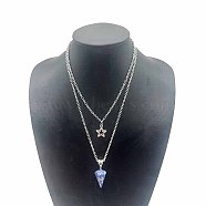 Star Pendant Necklaces, Natural Map Stone Hexagonal Cone Necklace, Double Layer Necklaces(NY0119-1)