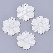 Natural Freshwater Shell Pendants, Flower, Creamy White, 30x30x2mm, Hole: 1.6mm(X-SHEL-N026-31)