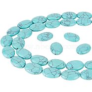 2 Strands Flat Oval Synthetic Turquoise Stone Beads Strands, 18x13x6mm, Hole: 2mm, about 22pcs/strand, 15.70''(39.87cm)(TURQ-NB0001-10)