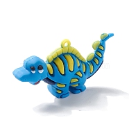 PVC Plastic Cartoon Pendants, for DIY Keychain Making, Dinosaur, Cornflower Blue, 36x67~73x19mm, Hole: 3.5mm(PVC-I001-01D)