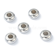 202 Stainless Steel Spacer Beads, Flat Round, Stainless Steel Color, 8x4mm, Hole: 3mm(STAS-H152-03A-P)