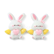 Opaque Resin Cabochons, Rabbit with Wings, White, 32x25x8mm(X-CRES-O006-05B)