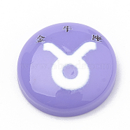 Constellation/Zodiac Sign Resin Cabochons, Half Round/Dome, Craved with Chinese character, Taurus, Lilac, 15x4.5mm(CRES-N010-07D)